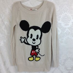 Disney Mickey Mouse Knit Sweater Beige Cream Sz 2